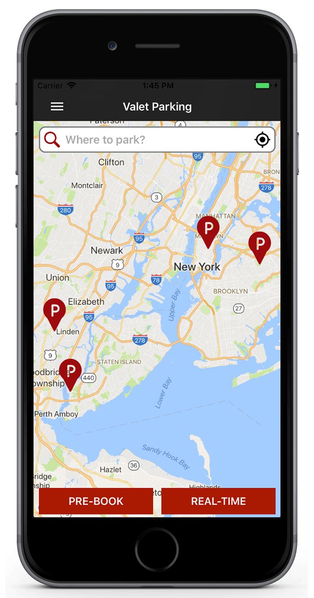 Valet Car Parking Finder Application for iOS and Android